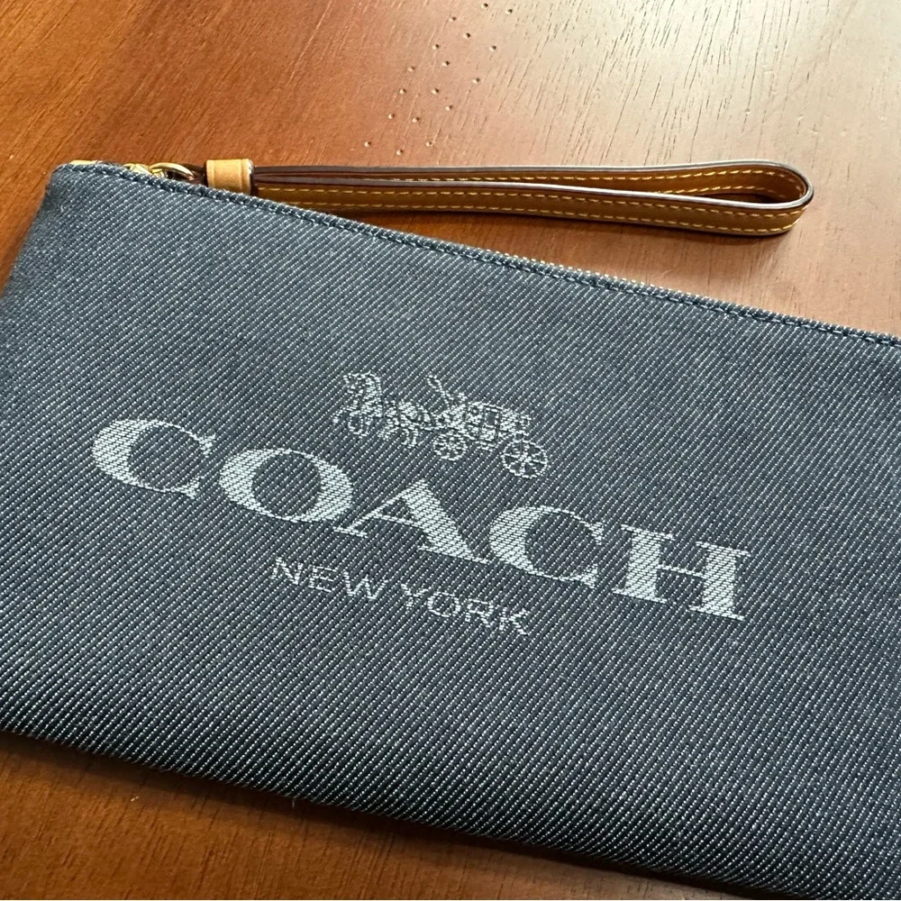 Coach Large Denim Wristlet - Picture 2 of 5